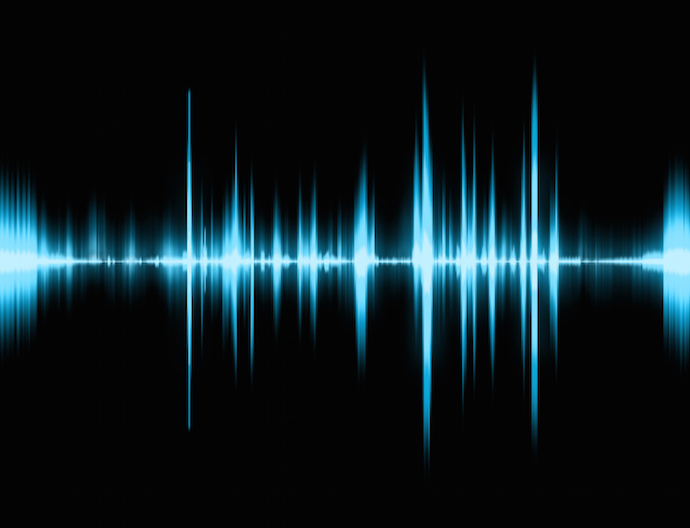 Graphic of a digital sound on black bottom